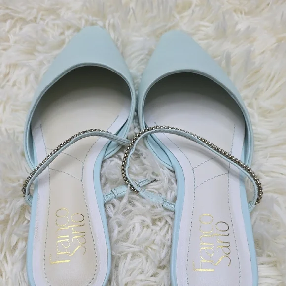 Franco Sarto Sky Blue Mules with Embellished Strap - Picture 10 of 10